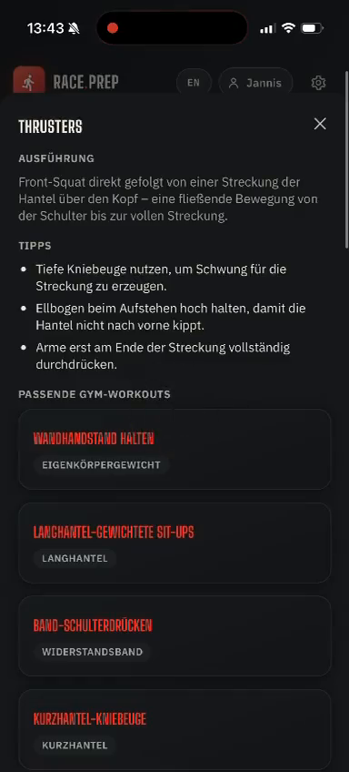 Fitness Race Prep – Video: Workouts & Trainingsbereich